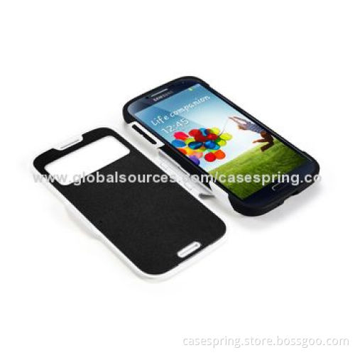 Wake-up Flip Leather Battery Case Cover for Samsung Galaxy S4, with Window Design